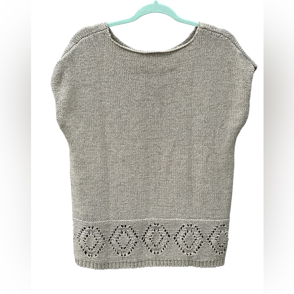 LOFT Heathered Taupe Scoop Neck Knit Sweater - Picture 3 of 8